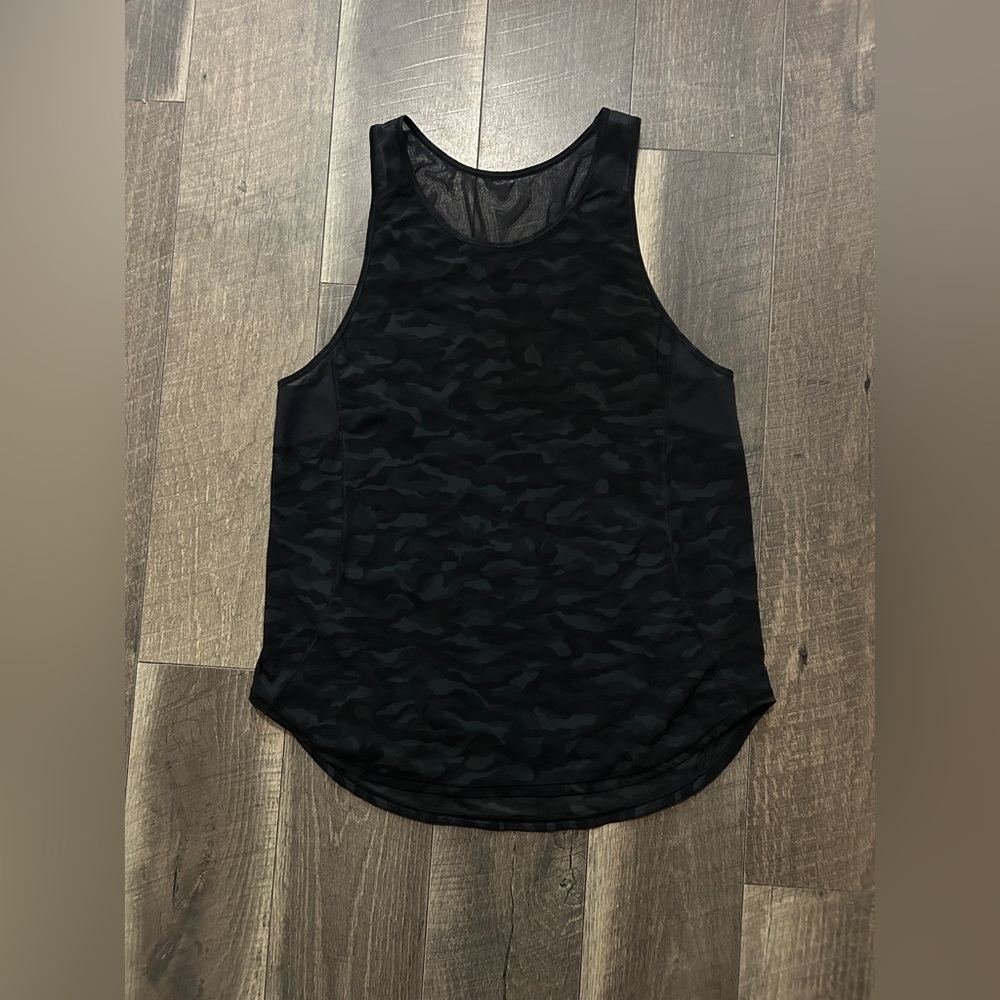 🍋 Lululemon Sculpt Tank Camo Print Deep Coal Black Size 18” ptp Medium To Large